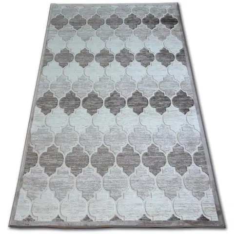 Koberce a koberečky Dywany Lusczow Kusový koberec ACRYLOVY YAZZ 3766 tmavě béžový / hnědý trellis, velikost 240x330