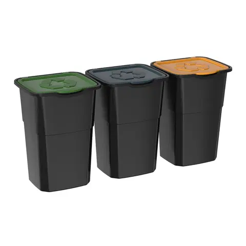 Odpadkové koše Koš na tříděný odpad Eco 3 Master 50 l BLACK, 3 ks