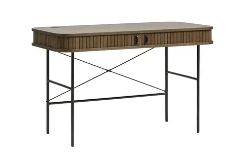 Psací stoly Furniria Designový psací stůl Vasiliy 120 cm kouřový dub
