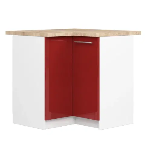 Kuchyňské dolní skříňky Ak furniture Kuchyňská rohová skříňka Olivie S 90 cm bílo-červená