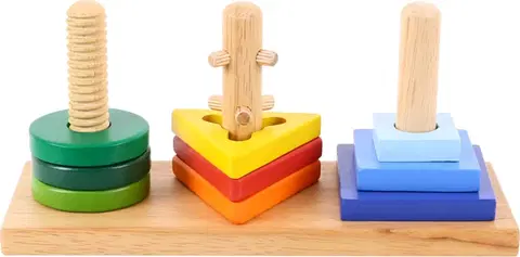 Živé a vzdělávací sady Bigjigs Toys Dřevěné nasazovací geometrické tvary GEOMETRIO vícebarevné