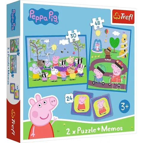 Hračky puzzle TREFL - Puzzle 2v1 + pexeso - Šťastné chvíle s prasátkem Peppa / Peppa Pig