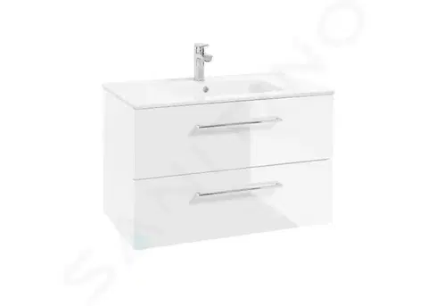 Koupelnový nábytek Kielle Vega Skříňka včetně umyvadla,80x50x46 cm, 2 zásuvky, lesklá bílá 50018S80