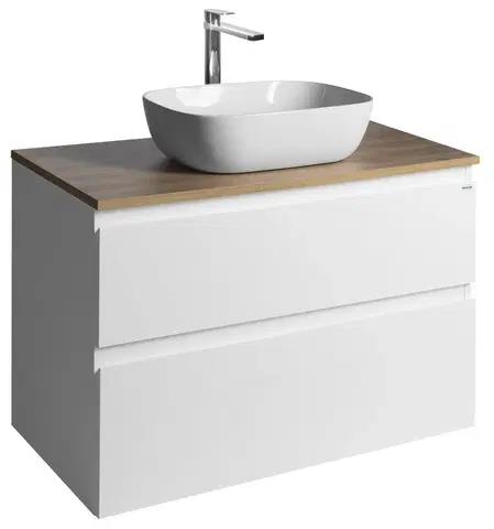 Koupelnový nábytek AQUALINE ALTAIR skříňka s deskou 87,5 cm, bílá/dub emporio AI290-02