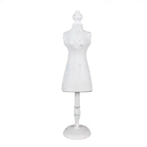 Němý sluha Bílá antik dřevěná dekorace figurína Mannequin - 13*11*51 cm Clayre & Eef 50768
