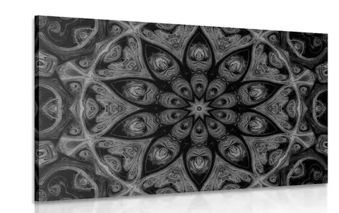 Černobílé obrazy Obraz hypnotická Mandala v černobílém provedení