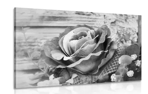 Černobílé obrazy Obraz vintage růže v černobílém provedení