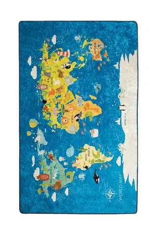 Koberce a koberečky Conceptum Hypnose Dětský koberec World Map 200x290 cm modrý