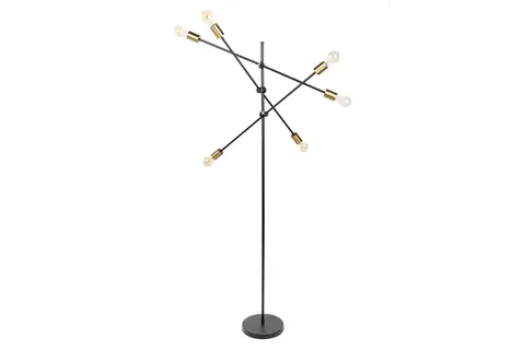 Designové a luxusní stojící lampy Estila Moderní černo-zlatá stojací lampa Elke s otočnými rameny 163cm