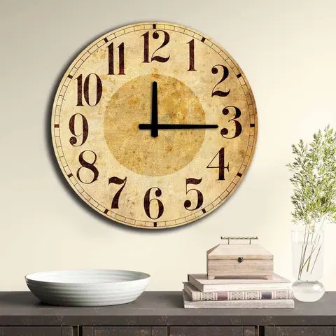 Nástěnné hodiny Nástěnné hodiny MDF ORANŽOVO-OKROVÉ 50 x 50 cm
