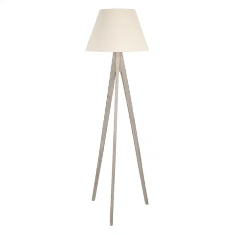 Lampy Béžová lampa s dřevěnou trojnožkou Antonio - 45*45*149 cm / E27 / max 40W Clayre & Eef 5LMP639