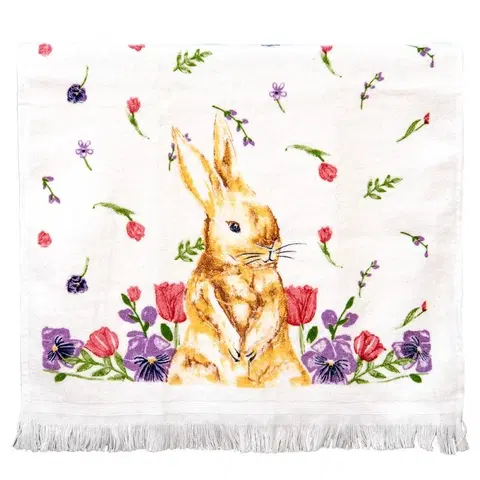 Utěrky Kuchyňský froté ručník s králíčkem Happy Bunny - 40*66 cm Clayre & Eef THBU