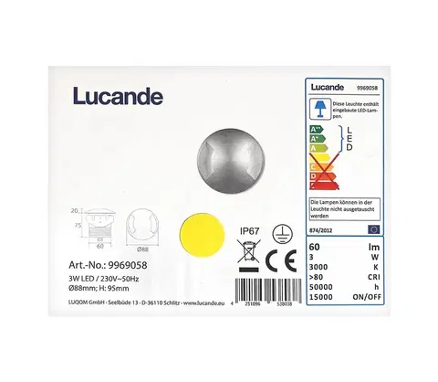 Zahradní lampy Lucande Lucande - LED Venkovní zápustné svítidlo HELENE LED/3W/230V IP67 