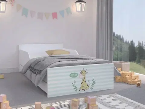 Dětské postele Moderní dětská postel 180 x 90 cm se žirafou