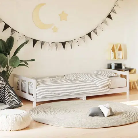 Dětské pokoje Dětská postel bílá 90 x 190 cm masivní borové dřevo