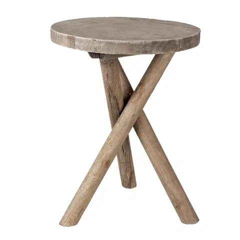 Konferenční stolky Dřevěný kulatý stolek na květiny - Ø 24*32 cm Clayre & Eef 6H2023
