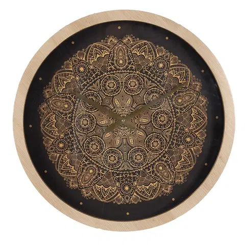 Hodiny Černohnědé antik nástěnné hodiny s ornamenty - Ø 50*6 cm / 1*AA Clayre & Eef 6KL0793