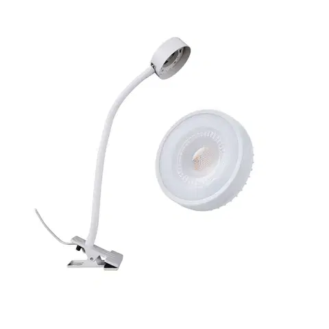 Stolní lampy a lampičky s klipem Lindby Svítidlo Jyla, bílé, GX53, 2700K, flexibilní rameno 