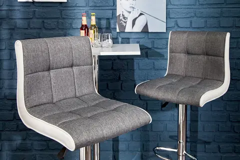 Luxusní jídelní židle Estila Designová barová židle Modena 90-115cm šedě-bílá