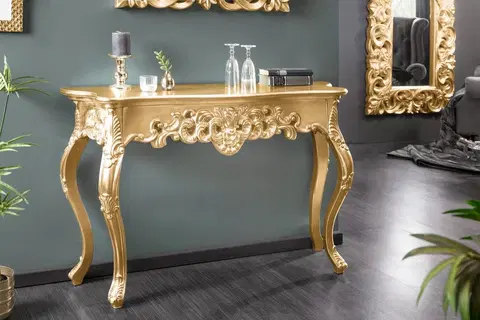 Konferenční stolky Konzolový stůl HYLLOS Dekorhome Zlatá