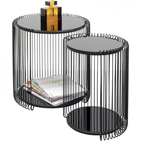 Odkládací stolky KARE Design Odkládací stolek Wire Double černý (set 2 kusů)