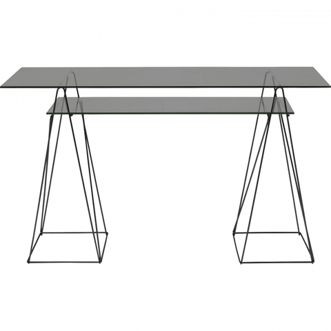 Psací stoly / Kancelářské stoly KARE Design Stůl Polar se skleněnými deskami - černý, 135x65cm