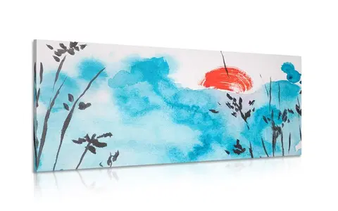 Obrazy přírody a krajiny Obraz japonská modrá obloha a červené slunce