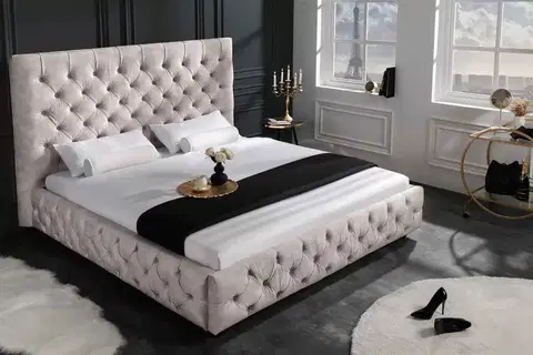 Designové postele LuxD 27692 Designová postel Laney 180 x 200 cm šampaňský samet