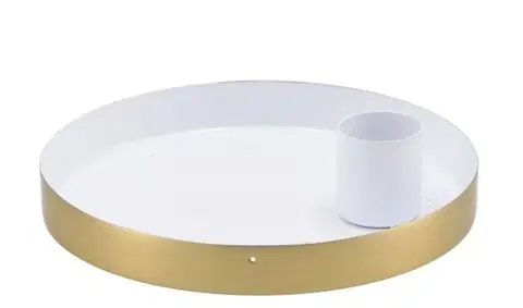 Svícny Bílo - zlatý kovový svícen Marrakech white - Ø 12*3 cm daan kromhout 870903