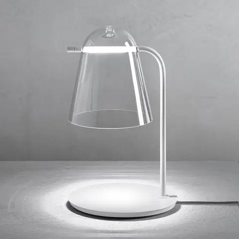 Stolní lampy na noční stolek Prandina Prandina Sino T3 LED stolní lampa čirá/bílá matná