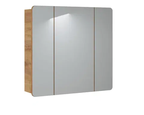 Zrcadla Comad Závěsná koupelnová skříňka se zrcadlem Aruba 843 3D dub craft zlatý