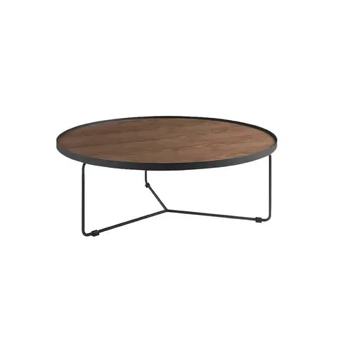 Designové a luxusní konferenční stolky Estila Moderní kulatý konferenční stolek Forma Moderna ze dřeva hnědý 100cm