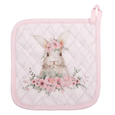 Chňapky Bavlněná chňapka - podložka s králíčkem Floral Easter Bunny - 20*20 cm Clayre & Eef FEB45-1