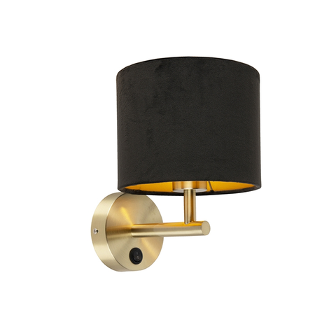 Nastenna svitidla Klasická nástěnná lampa zlatá s černým velurovým odstínem - Combi