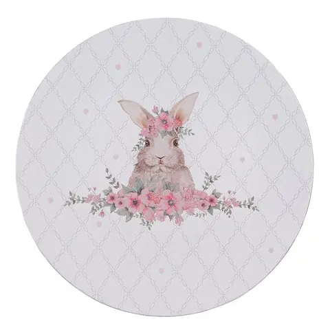 Talíře Bílý servírovací talíř s králíčkem Floral Easter Bunny - Ø 33*1 cm Clayre & Eef FEB85-1