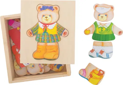 Dřevěné hračky Bigjigs Toys Oblékací puzzle MRS BEAR vícebarevné