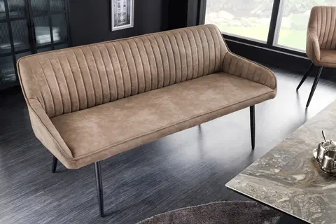 Stylové a luxusní lavice Estila Moderní designová lavice Vittel s béžovým prošívaným potahem z mikrovlákna 160cm