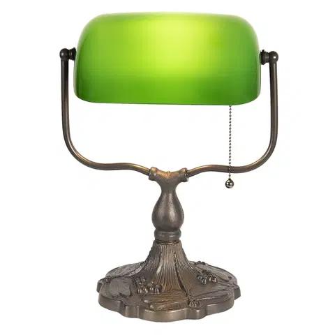 Svítidla Zelená bankovní lampa tiffany Velves - 27*20*36 cm 1x E27 / max 60w Clayre & Eef 5LL-1144GR