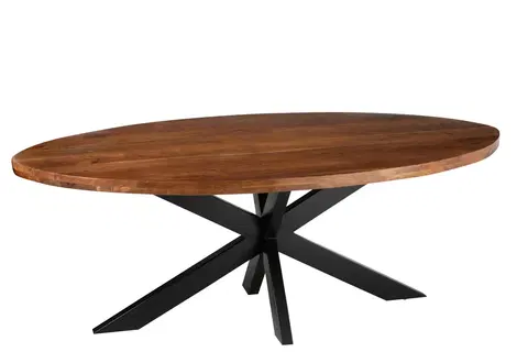 Jídelní stoly Tmavě hnědý oválný jídelní stůl s deskou z akáciového dřeva Gerard Acacia - 210*110*76 cm J-Line by Jolipa 23909