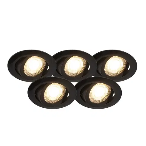 Podhledove svetlo Sada 5 ks moderních zapuštěných bodových svítidel černá včetně LED 3-stupňově stmívatelné - Mio