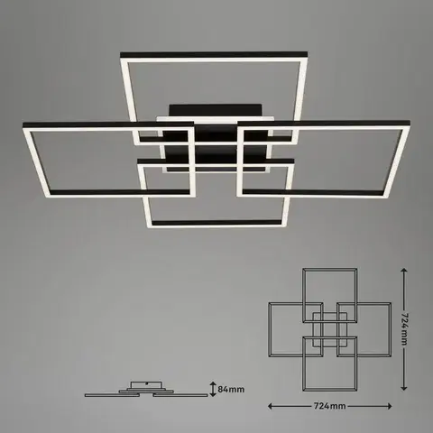 Inteligentní stropní svítidla Briloner Stropní svítidlo LED Frame S, 72,4x72,4 cm, černé
