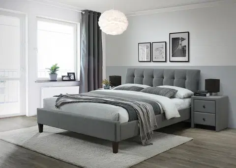 Postele HALMAR Čalouněná postel Sara II 160x200 cm šedá