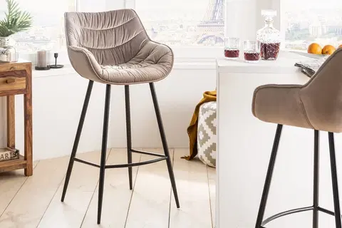 Barové židle LuxD Designová barová židle Kiara šampaňský samet