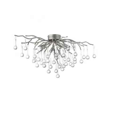 Designová stropní svítidla PAUL NEUHAUS Závěsná lampa lustr, stříbrná, skleněné přívěsky, pěkná hra světla PN 8090-55