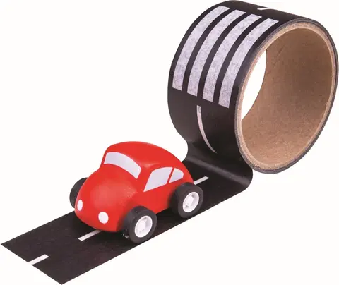Dřevěné hračky Bigjigs Toys Lepící páska s motivem cesty a autíčkem ROAD