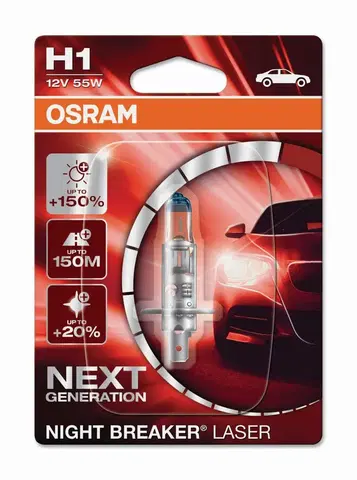 Autožárovky OSRAM H1 12V 55W P14,5s NIGHT BREAKER LASER +150% více světla 1ks 64150NL-01B