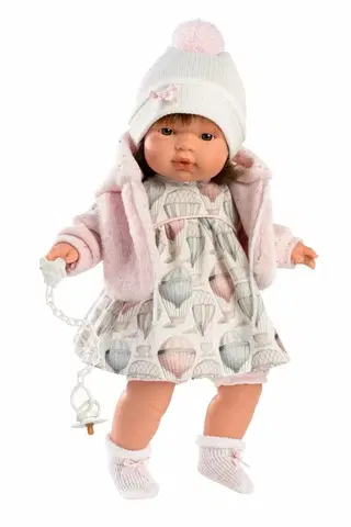 Hračky panenky LLORENS - 38566 LOLA - realistická panenka se zvuky a měkkým látkovým tělem - 38 cm