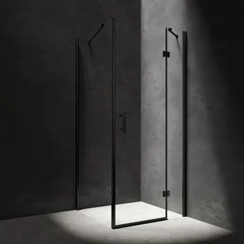 Sprchové kouty OMNIRES MANHATTAN obdélníkový sprchový kout s křídlovými dveřmi, 80 x 100 cm černá mat / transparent /BLMTR/ MH8010BLTR