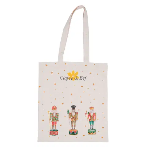 Nákupní tašky a košíky Látková taška s louskáčky Happy Little Christmas I - 33*38 cm Clayre & Eef HLC83-1