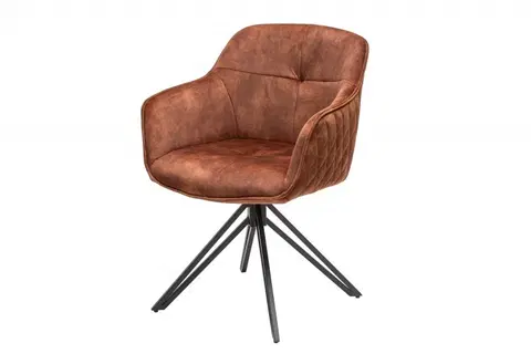 Luxusní jídelní židle Estila Moderní hnědá otočná židle Marmol s kovovými nohami 82cm